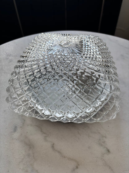 914 - Vintage plafond glazen plafoniere kussen diamant vierkant