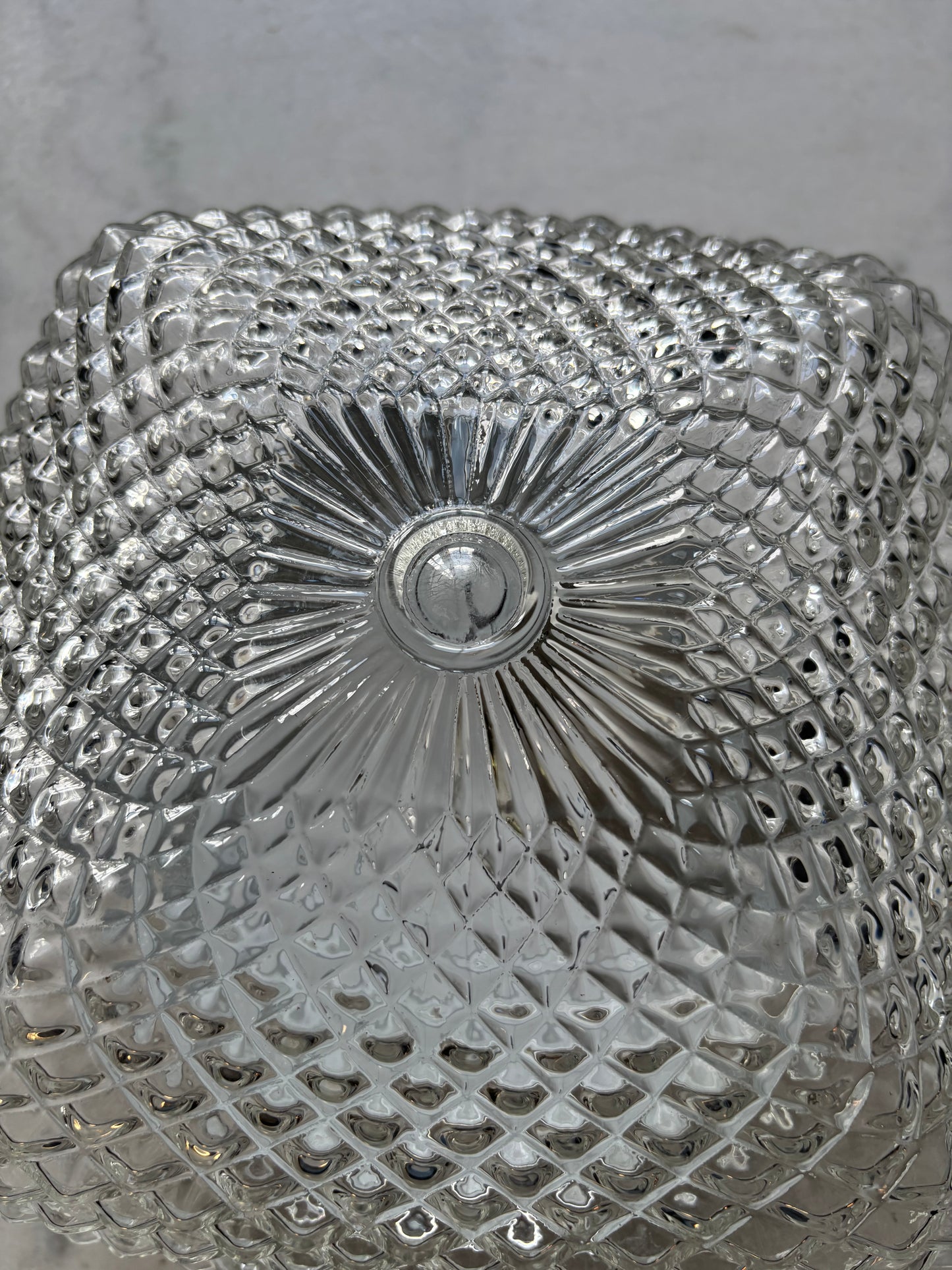 914 - Vintage plafond glazen plafoniere kussen diamant vierkant