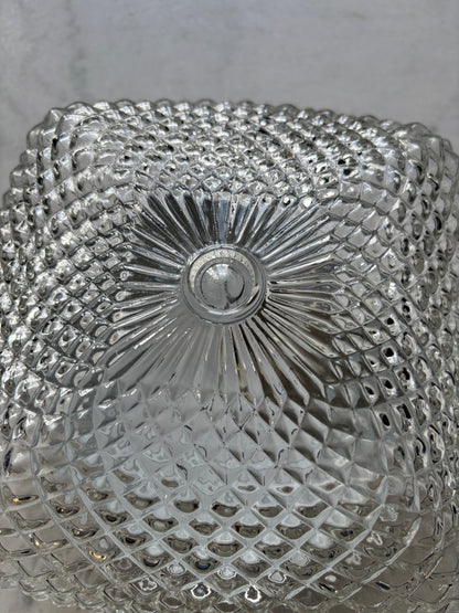914 - Vintage plafond glazen plafoniere kussen diamant vierkant
