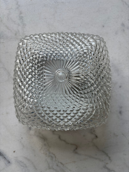 914 - Vintage plafond glazen plafoniere kussen diamant vierkant