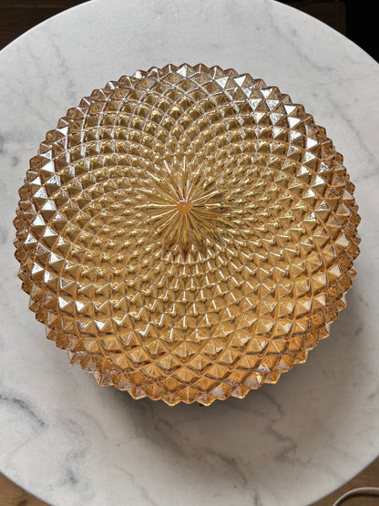 960 - Vintage plafond oranje glazen plafoniere rond diamant vierkant