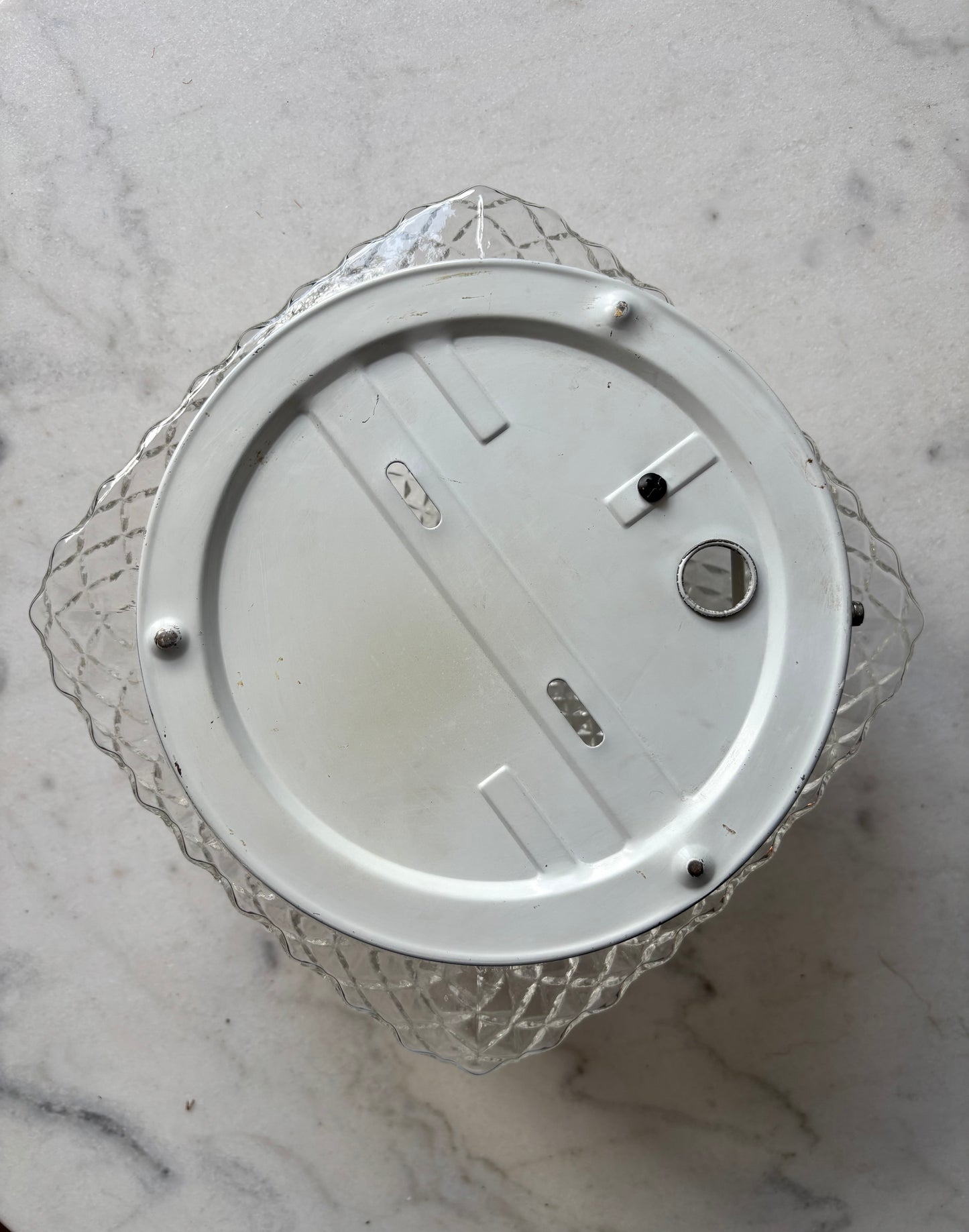 914 - Vintage plafond glazen plafoniere kussen diamant vierkant