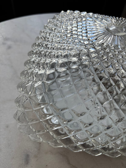 914 - Vintage plafond glazen plafoniere kussen diamant vierkant