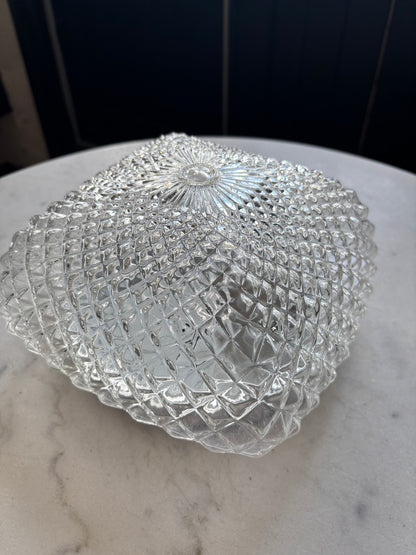 914 - Vintage plafond glazen plafoniere kussen diamant vierkant