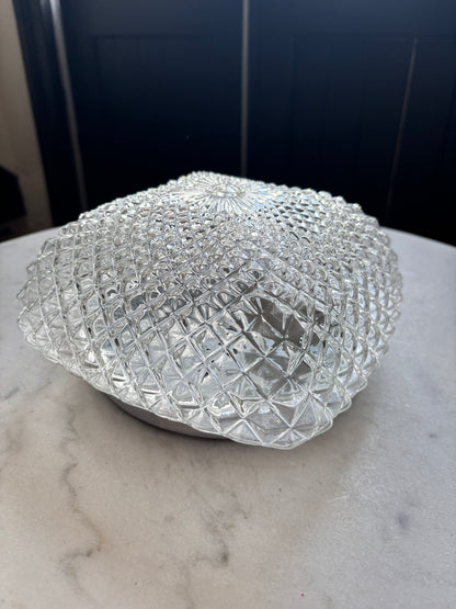 914 - Vintage plafond glazen plafoniere kussen diamant vierkant
