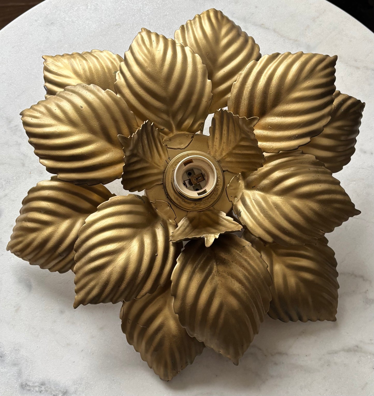 860 - Vintage gouden bloem plafonniere wandlamp bloem masca italy