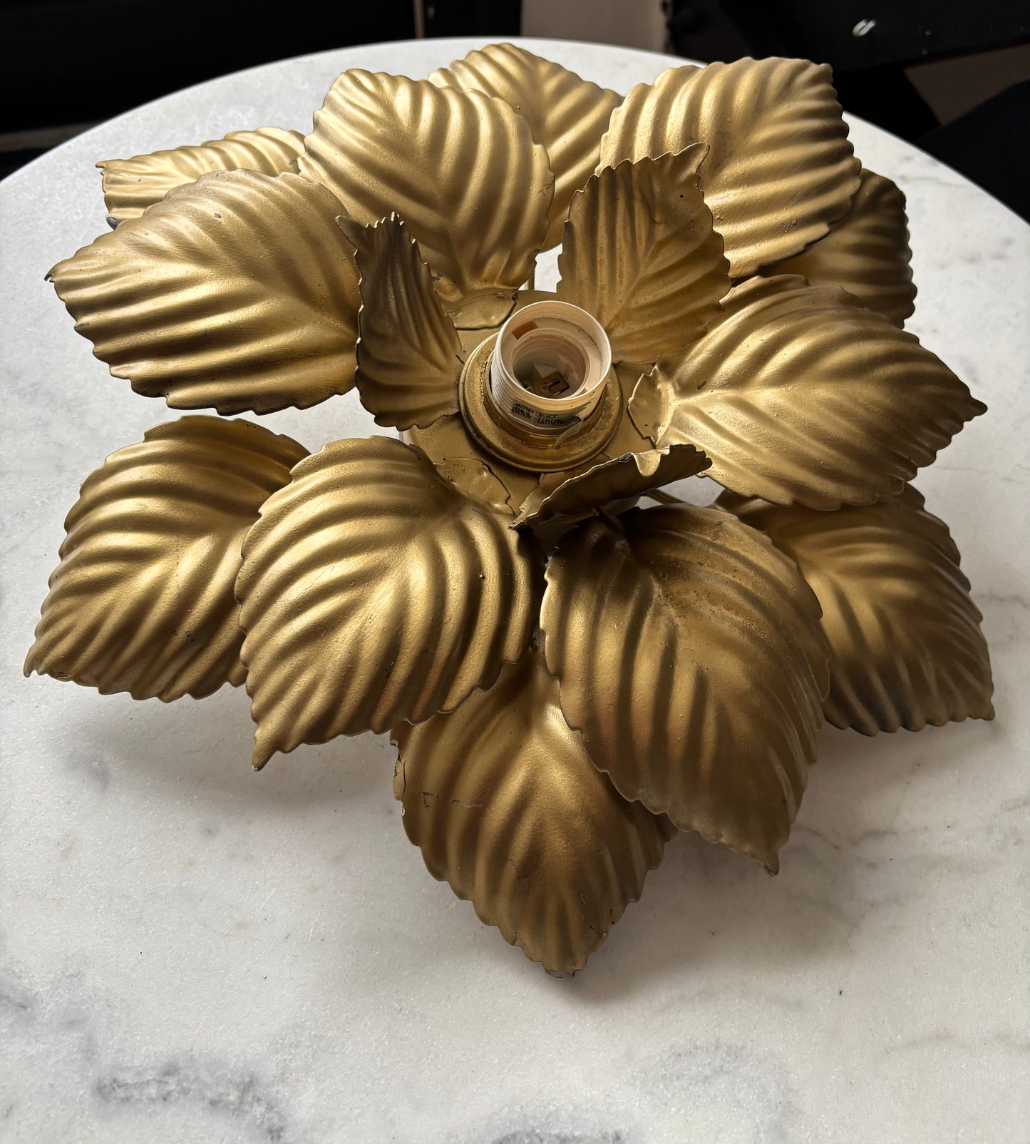860 - Vintage gouden bloem plafonniere wandlamp bloem masca italy