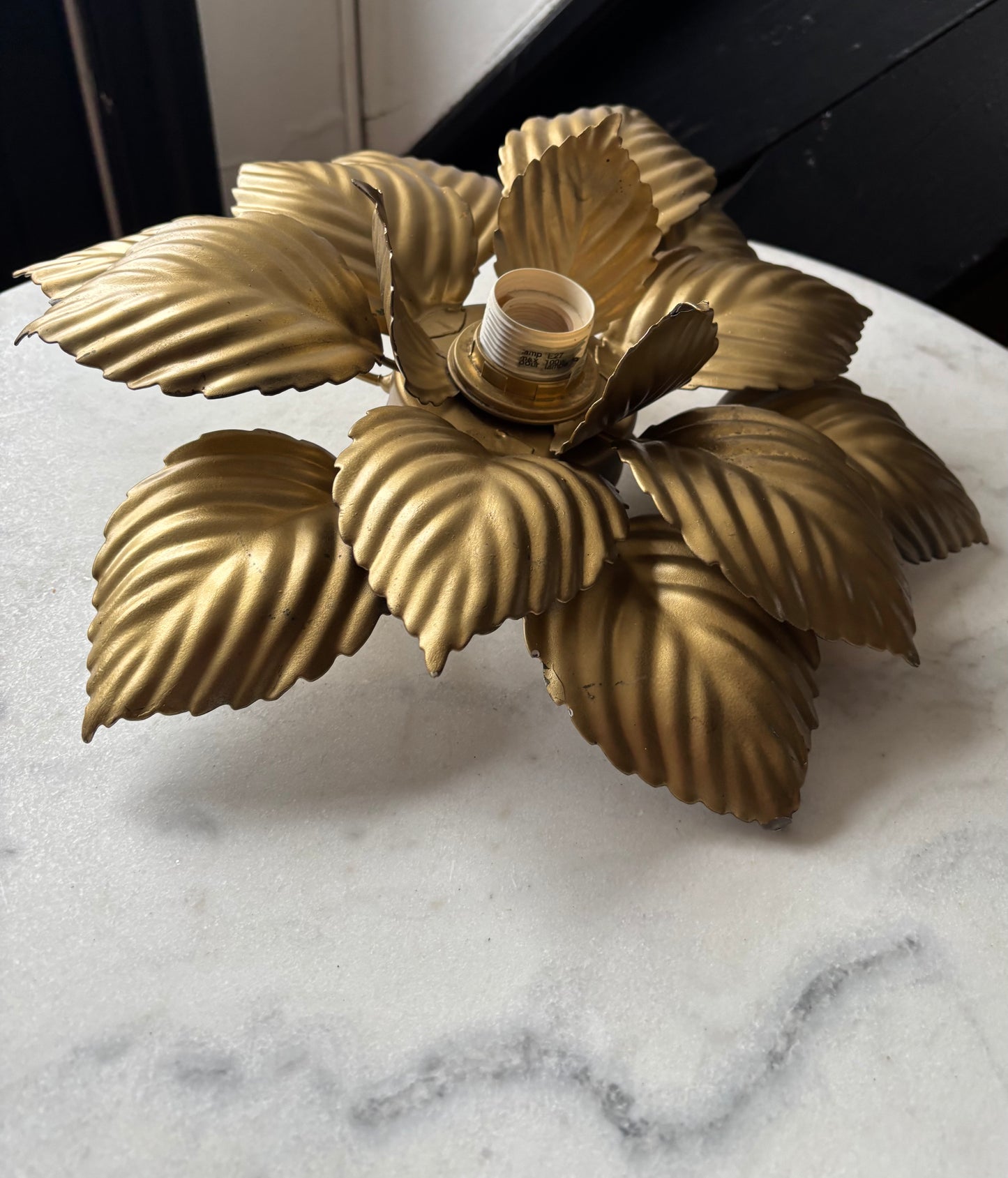 860 - Vintage gouden bloem plafonniere wandlamp bloem masca italy