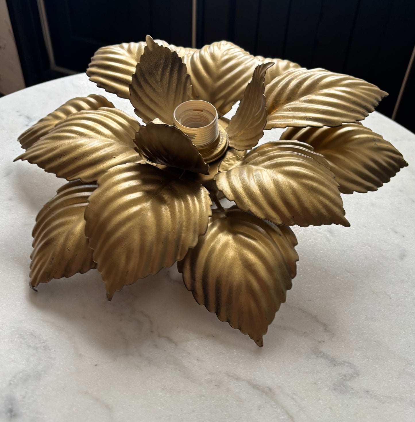 860 - Vintage gouden bloem plafonniere wandlamp bloem masca italy
