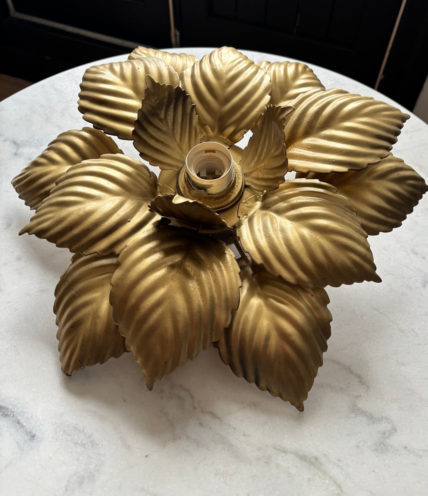 860 - Vintage gouden bloem plafonniere wandlamp bloem masca italy