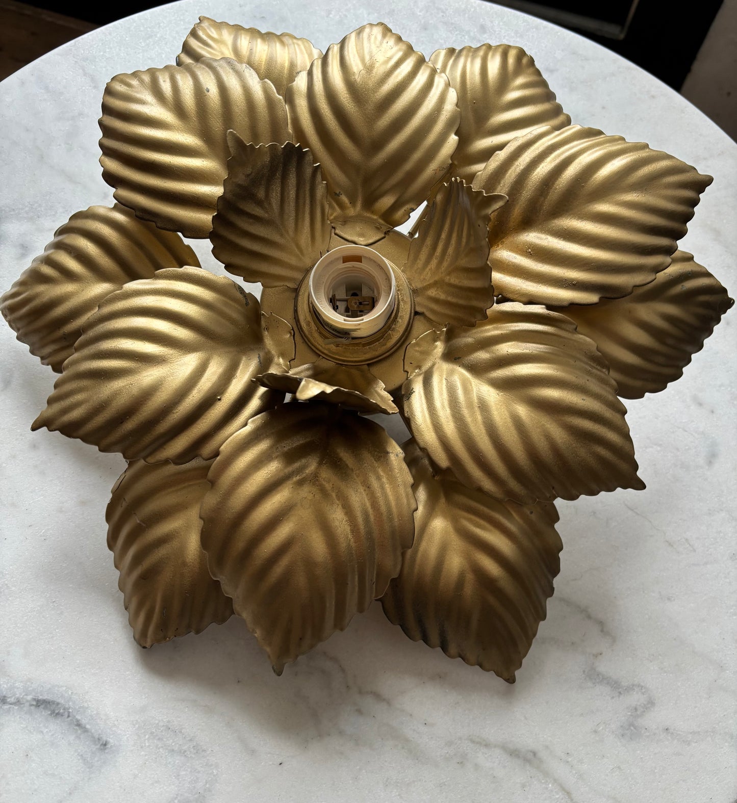860 - Vintage gouden bloem plafonniere wandlamp bloem masca italy