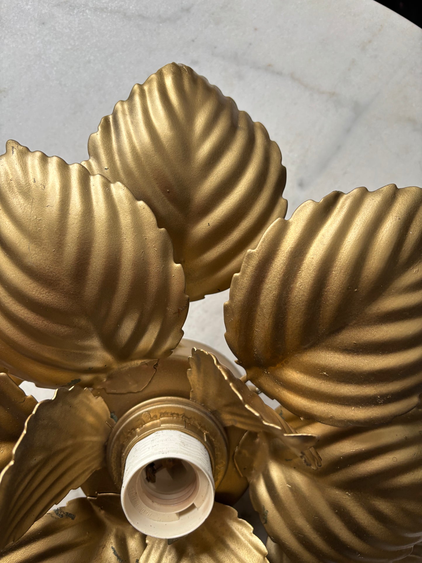 860 - Vintage gouden bloem plafonniere wandlamp bloem masca italy