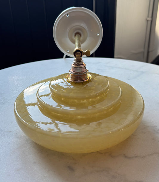 840/1 - Vintage clichy geel gespikkeld glazen wandlamp
