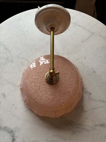 642 - Vintage clichy roze gespikkeld glazen wandlamp glazen