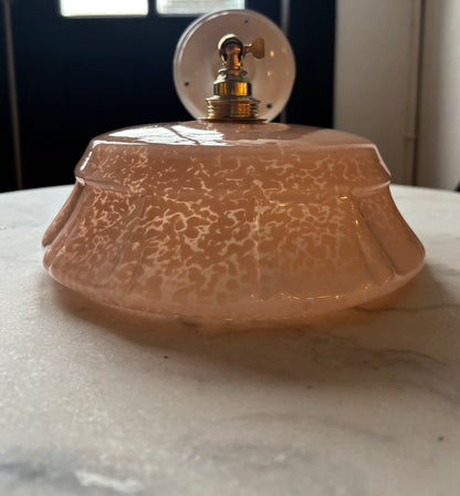642 - Vintage clichy roze gespikkeld glazen wandlamp glazen