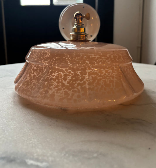 642 - Vintage clichy roze gespikkeld glazen wandlamp glazen